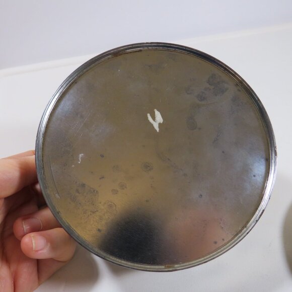 Vintage Metzke Pewter Holiday Metal Tin TARNISHED Bells & Holly Winter Christmas - Picture 7 of 8